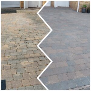 Block paved driveway before and after - Driveway pressure washing in Bristol