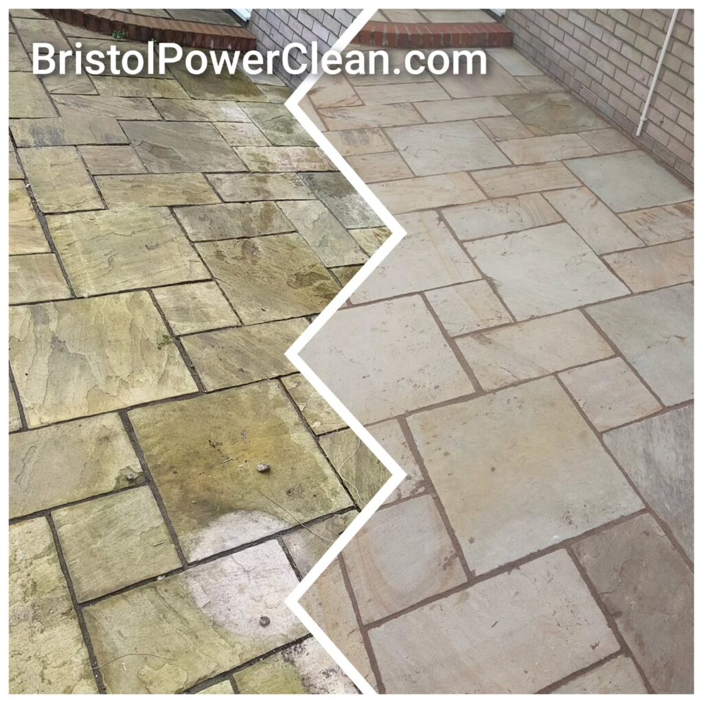 Sika Fast Fix jointing compound in a Indian sandstone patio