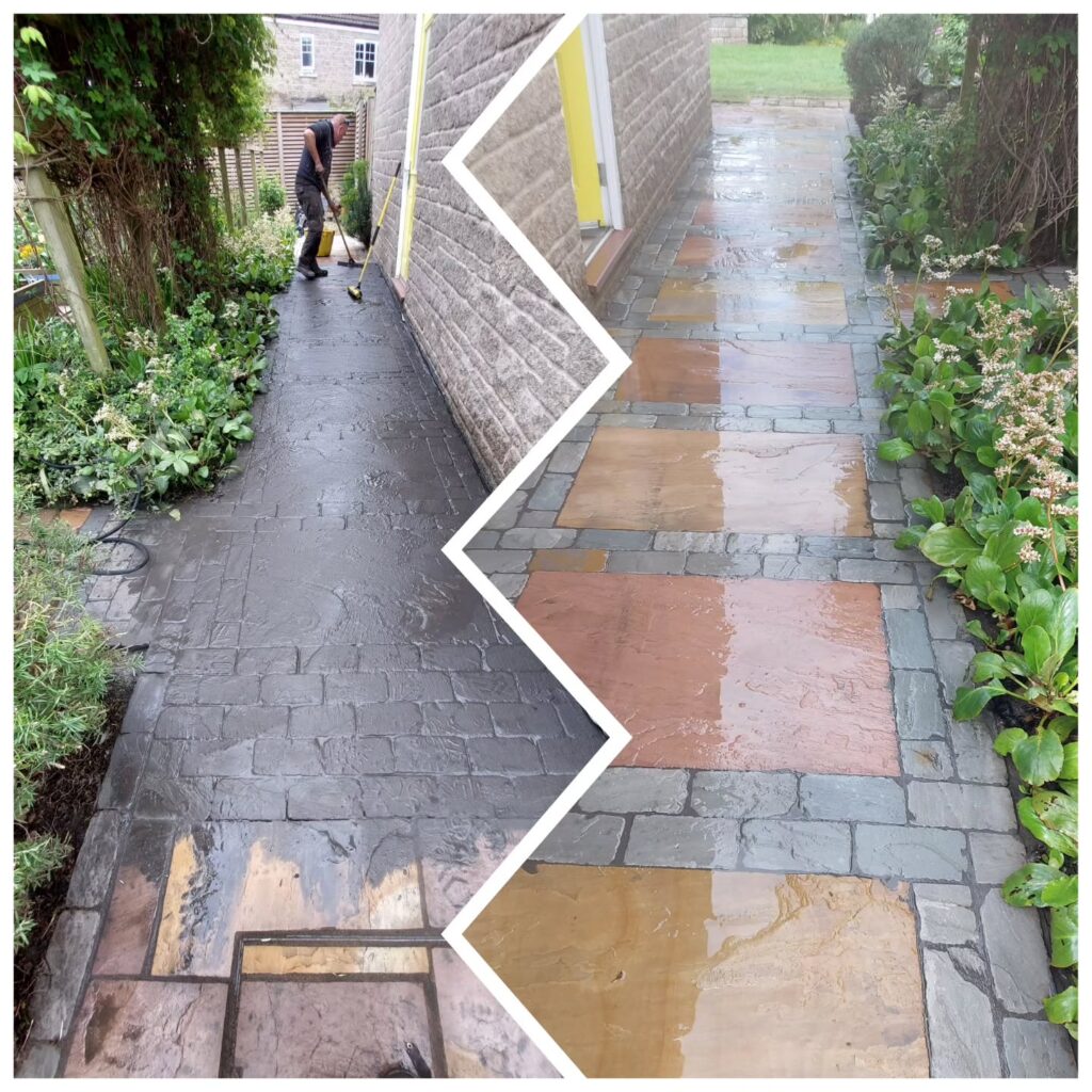 Ultrascape flow point being used to repoint cobble stones